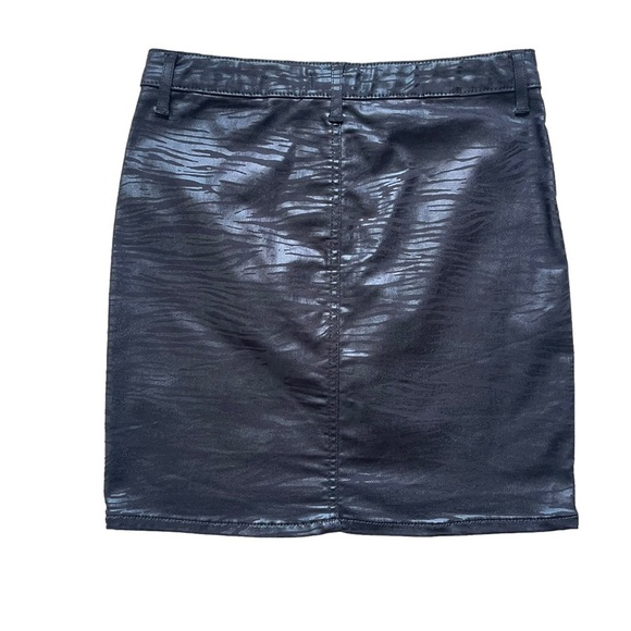 Topshop Women’s Zebra Print Coated Black Mini Skirt Size 8 Tall Night Out Disco - Picture 6 of 9